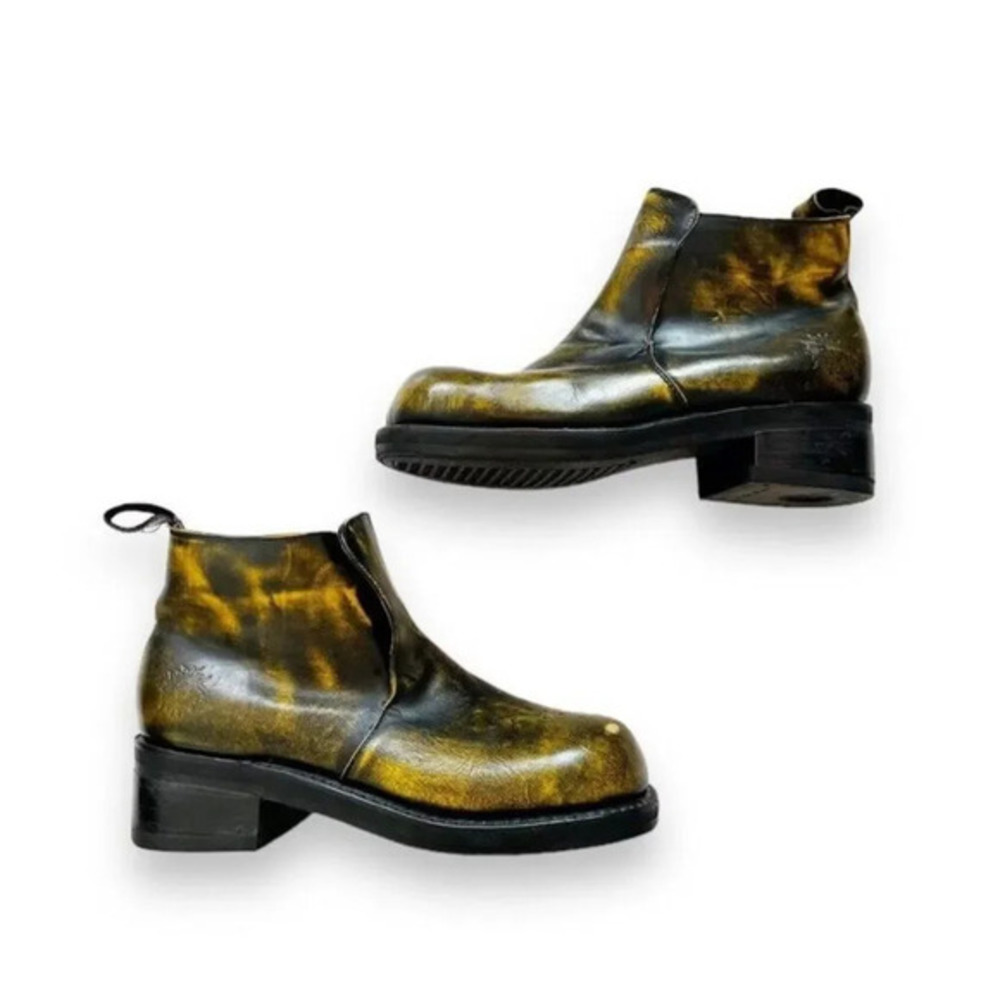 Muro Welt RARE Green Mottled Leather Stomp Boots Mexico Punk Goth Monstercore 11